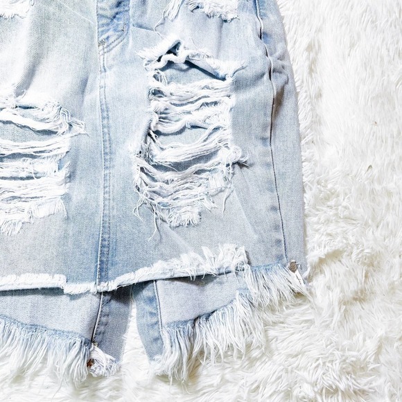 One by One Teaspoon Light Wash Denim Button Down Skirt SZ0 EU32 - Picture 3 of 7